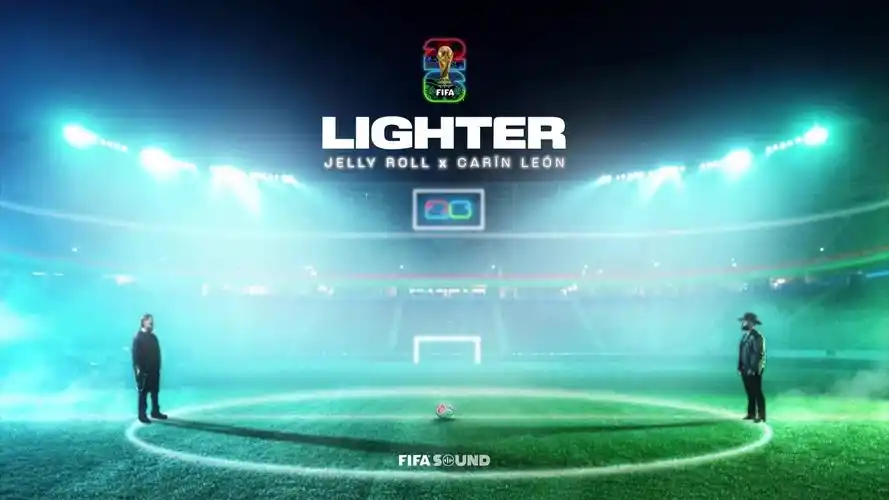 Neon lit stadium at night